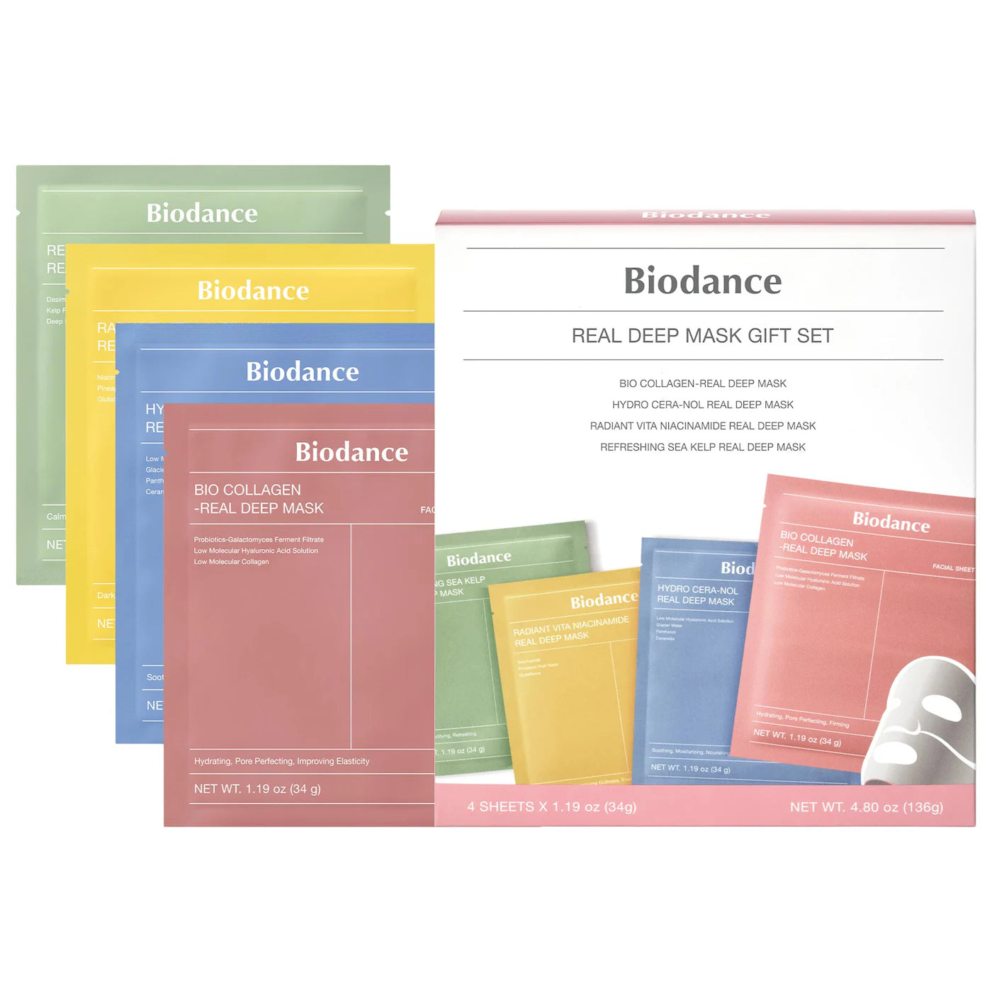 Real Deep Mask Gift Set - 4 Masks for Pore Care, Hydration, Calming and Dark Spot Treatment | BIODANCE