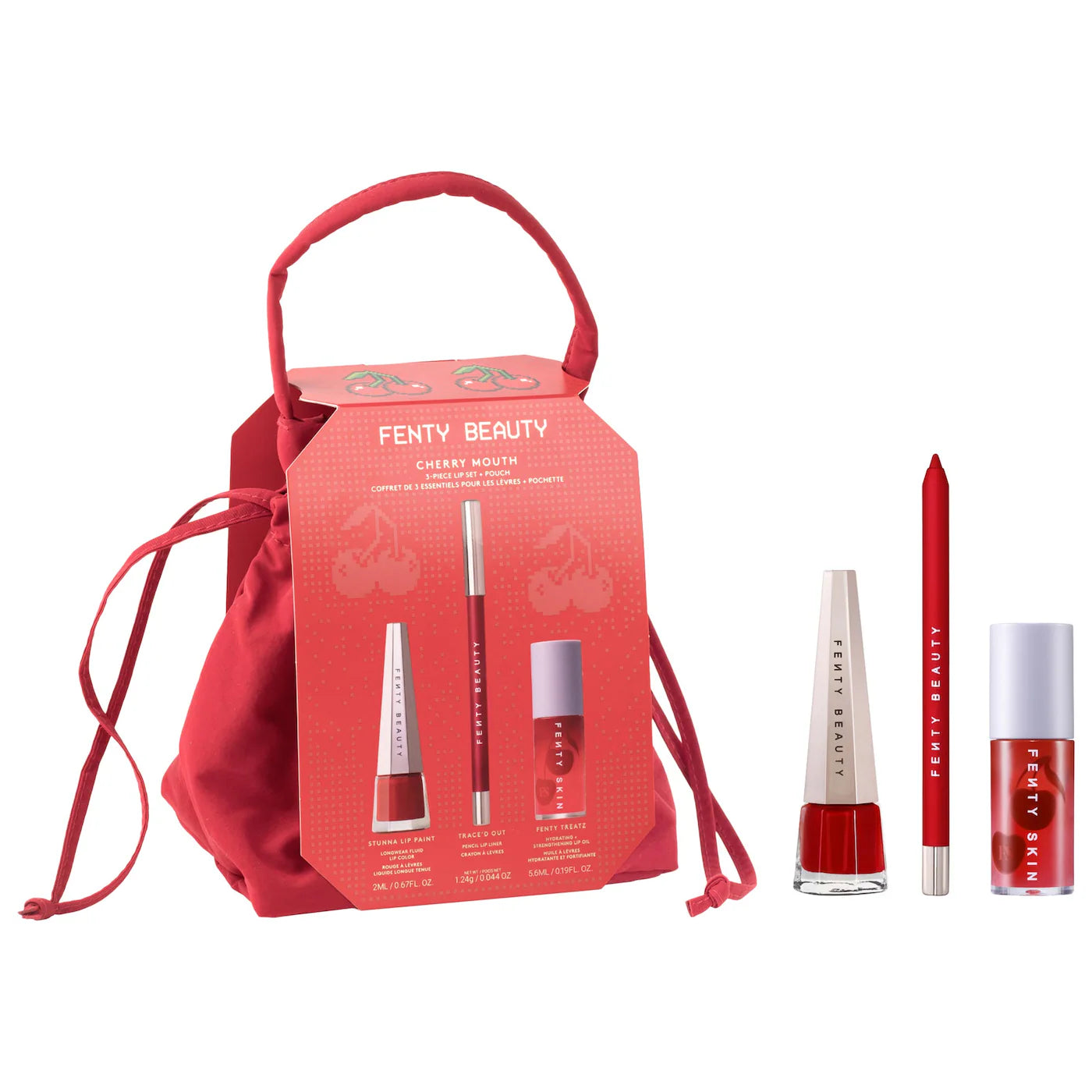 Cherry Mouth 3-Piece Lip Set + Pouch | FENTY BEAUTY