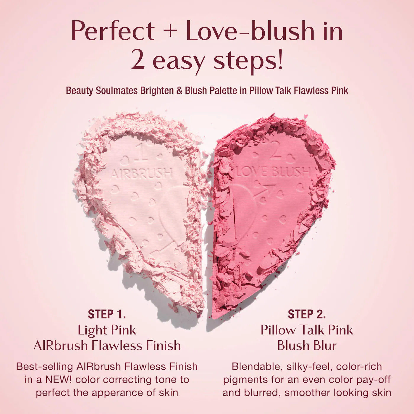 Pillow Talk Beauty Soulmates Airbrush Flawless Finish Brightening and Blush Powder Palette *PREORDER*