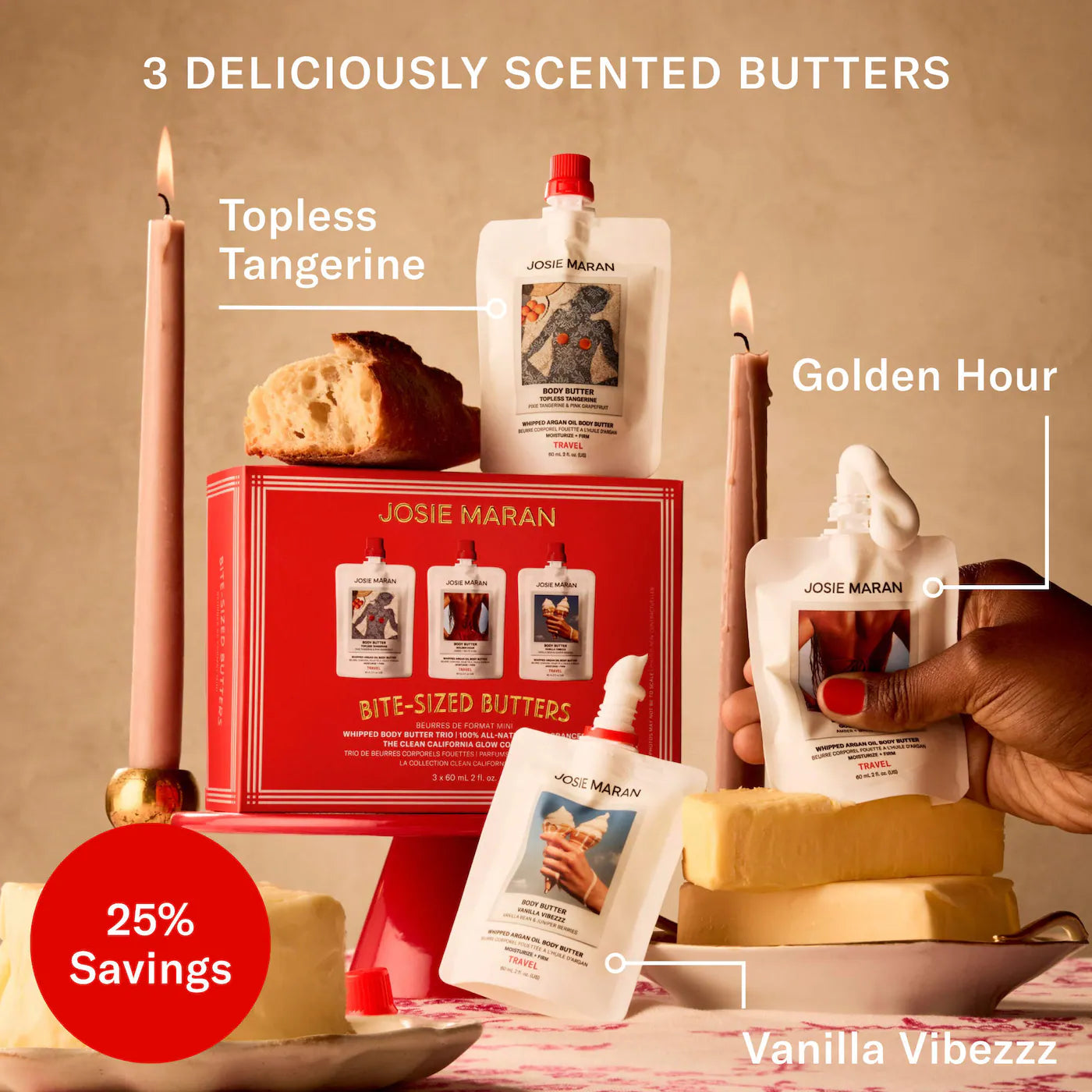 BITE-SIZED BUTTERS MINI WHIPPED BODY BUTTER SET DE REGALO 3 PIEZAS | JOSIE MARAN