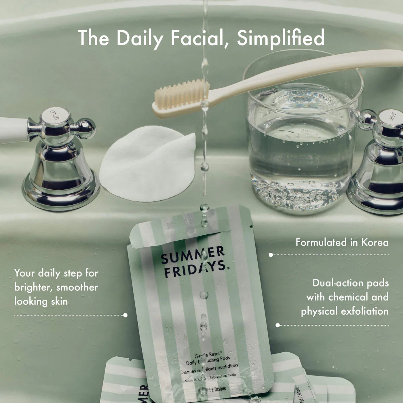 Gentle Reset Daily Exfoliating Pads to Smooth + Minimize Pores with AHAs | SUMMER FRIDAYS
