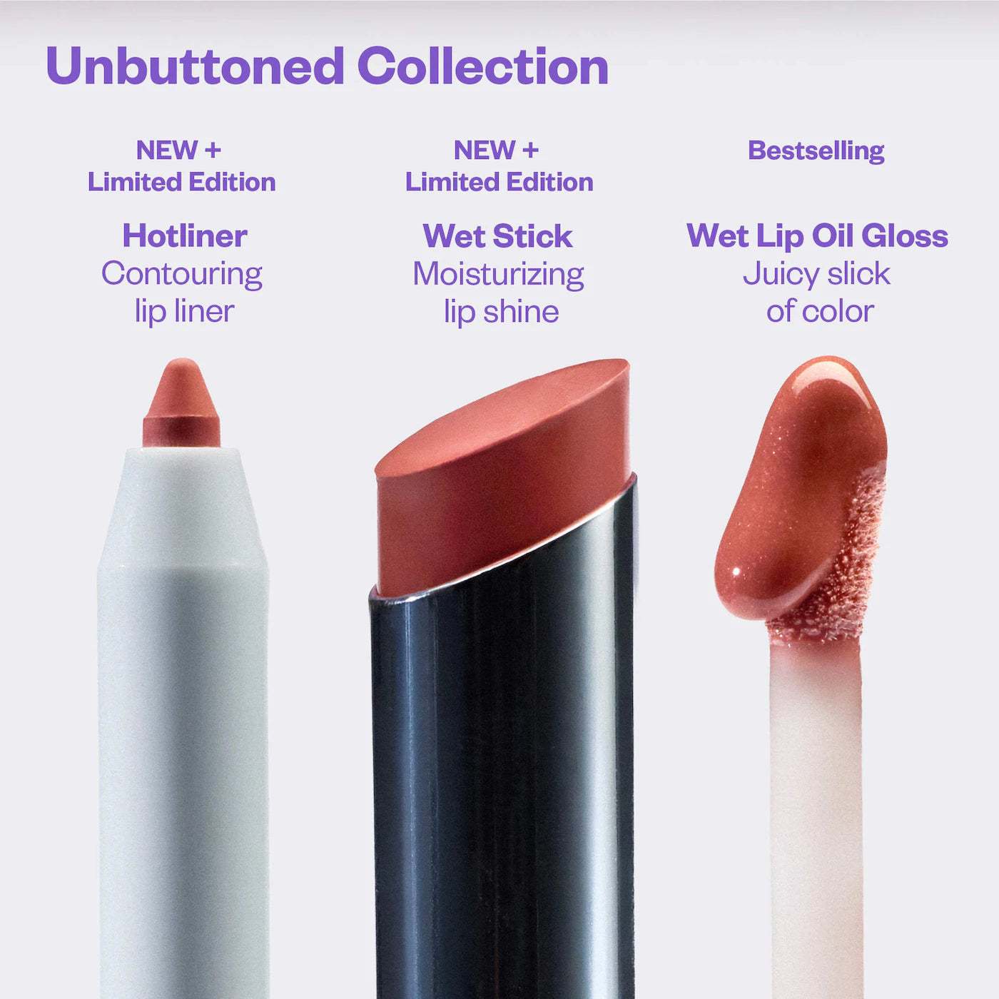 Unbuttoned Lip Liner, Lipstick, and Gloss Gift Set | KOSAS