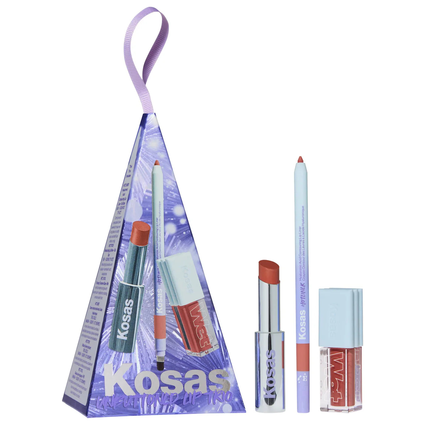 Unbuttoned Lip Liner, Lipstick, and Gloss Gift Set | KOSAS