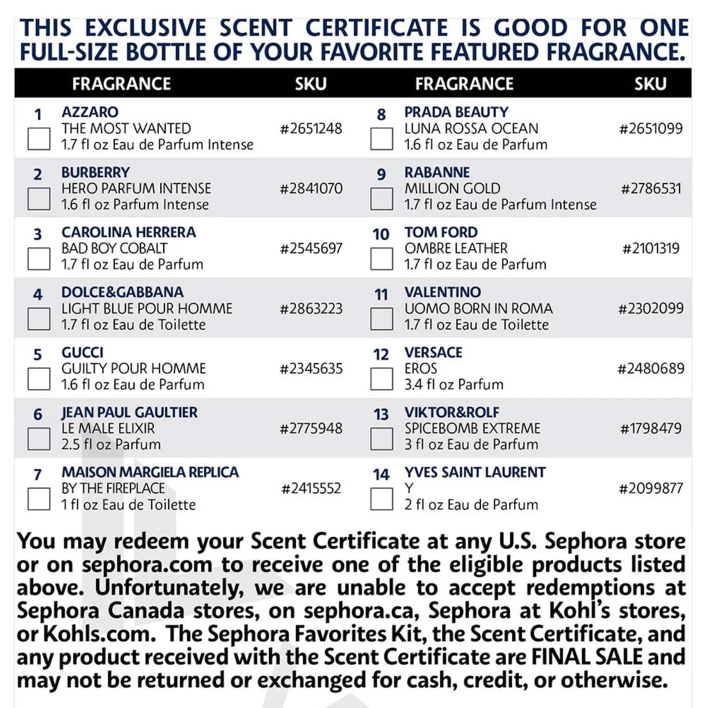 Cologne Sampler Set con cupon cangeable | Sephora Favorite